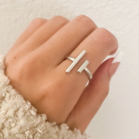 925 Sterling Silver Double Bar Ring Minimalist Ring Dainty Ring Bar Ring